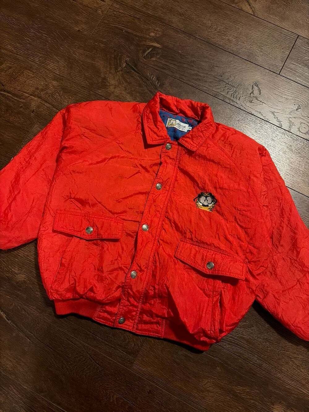 Vintage 1980s Kids Garfield Red Bomber Jacket
